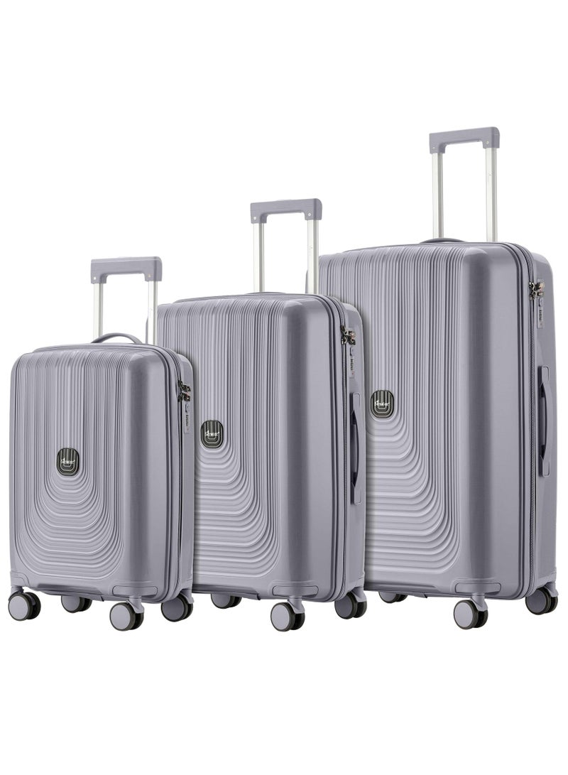 SENATOR Unisex PP Fashion Trolley Luggage Set Lightweight Hard-Shell Spinner luggage with 360° Degree 4 Twin Wheel and Safe Zippers KH1009 Light Grey - Image 1